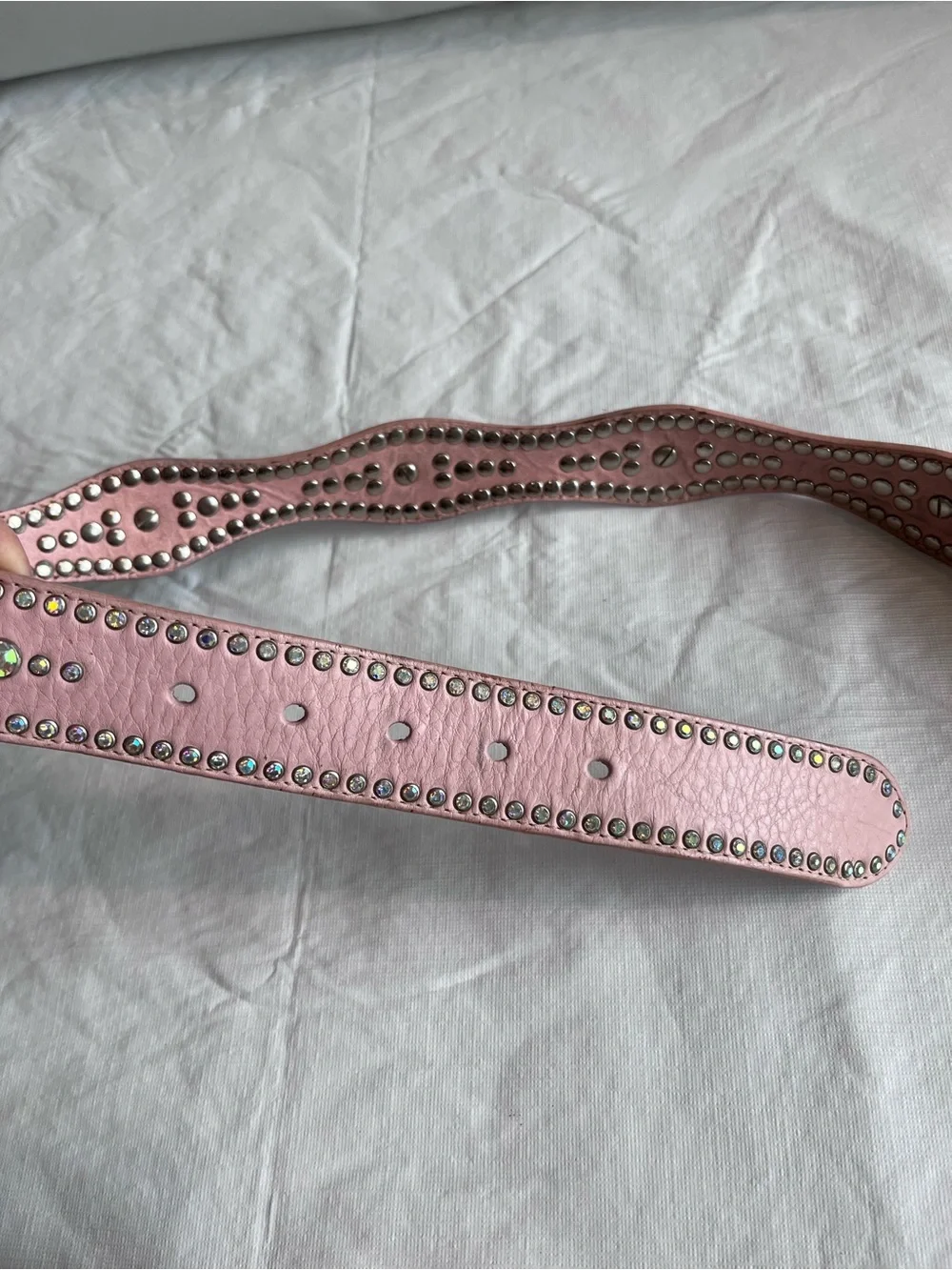 Nocona Pink Leather Rhinestones Western Belt